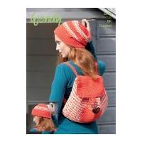 Wendy Ladies Hat & Rucksack Bag Crochet Pattern 5978 DK