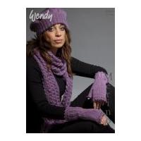 Wendy Ladies Hat, Scarf & Mittens Merino & Mode Knitting Patterns 5529 DK, Chunky