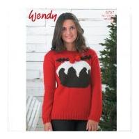 Wendy Ladies Christmas Pudding Sweater Mode Knitting Pattern 5757 DK