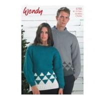 Wendy Mens & Ladies Geometric Tree Sweater Mode Knitting Pattern 5755 Chunky