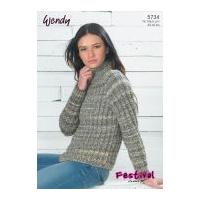 Wendy Ladies Sweater Festival Knitting Pattern 5734 Chunky