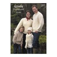 Wendy Family Sweater, Hat & Scarf Traditional Wool Knitting Pattern 5640 Aran