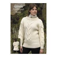Wendy Ladies Cabled Sweater Traditional Wool Knitting Pattern 5639 Aran