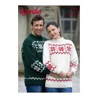 Wendy Mens & Ladies Snowflake Sweater Mode Knitting Pattern 5598 Chunky