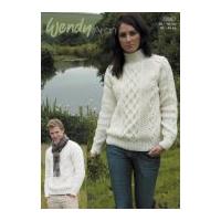Wendy Mens & Ladies Cabled Sweaters Traditional Wool Knitting Pattern 5587 Aran