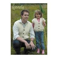 Wendy Mens & Ladies V Neck Cable Waistcoat Traditional Wool Knitting Pattern 5586 Aran
