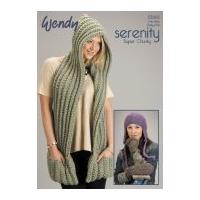 Wendy Ladies Hooded Scarf, Hat & Gloves Serenity Knitting Pattern 5583 Super Chunky