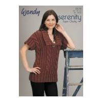wendy ladies cabled collar top serenity knitting pattern 5578 super ch ...