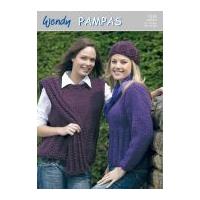 Wendy Ladies Top, Hat & Scarf Pampas Knitting Pattern 5181 Super Chunky