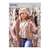 Wendy Ladies Sweater, Hat & Scarf Pampas Knitting Pattern 5039 Super Chunky