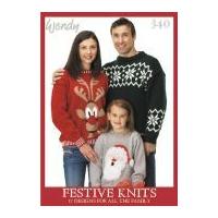 Wendy Knitting Pattern Book Festive Christmas 340 DK, Aran, Chunky