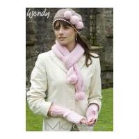wendy ladies hat scarf mittens mode knitting patterns 5519 dk