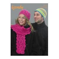 Wendy Mens & Ladies Hats & Scarf Mode Crochet Pattern 5759 Chunky