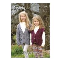 Wendy Girls Cardigan & Waistcoat Serenity Knitting Pattern 5832 Chunky