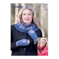 Wendy Ladies Neck Warmers & Fingerless Mittens Merino Knitting Pattern 5932 DK