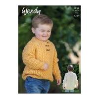 Wendy Boys Button Neck Sweater Knitting Pattern 6017 Aran