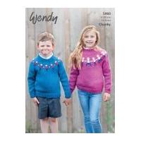 Wendy Childrens Sweaters Mode, Merino & Serenity Knitting Pattern 5960 Chunky