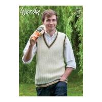 wendy mens tank top waistcoat merino knitting pattern 6008 4 ply