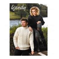 wendy mens ladies sweaters traditional wool knitting pattern 5701 aran