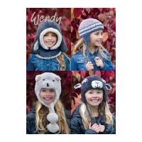 Wendy Childrens Novelty Hats Eider Knitting Pattern 5969 Chunky
