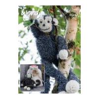 Wendy Monkey Toy & Bag Eider Knitting Pattern 5970 DK, Chunky