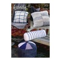 Wendy Home Cushions & Pouffe Cover Eider Knitting Pattern 5974 DK, Chunky