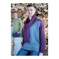 wendy mens sweaters scarf pixile knitting pattern 5986 dk