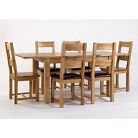 Westbury Reclaimed Oak Extending Table & 4 or 6 Oak Chairs - Timber or Leather Seats (Table & 4 Timber Seat Chairs)