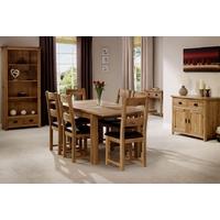 Westbury Reclaimed Oak Dining Table & 4 or 6 Oak Chairs - Timber or Leather Seats (Table & 6 Leather Seat Chairs)