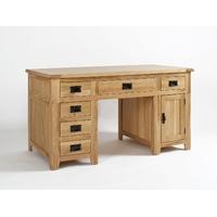 westbury reclaimed oak double pedestal desk