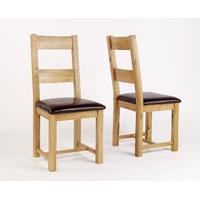 Westbury Reclaimed Oak Leather Dining Chairs - Pair