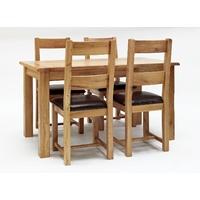 Westbury Reclaimed Oak Dining Table & 4 or 6 Oak Chairs - Timber or Leather Seats (Table & 4 Timber Seat Chairs)