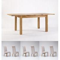 Westbury Reclaimed Oak Extending Table 1320-1980mm & 6 or 8 Tivoli Oak Rollback Chairs (8 Green Chairs)