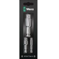 Wera Wera 870/4/7A Screwdriver Bit to Square Drive Adaptor Set 3 Piece 1/4\