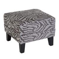 Wembley Foot Stool In Grey Fabric With Wooden Legs