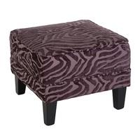 Wembley Foot Stool In Purple Fabric With Wooden Legs