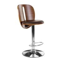 Wesley Bar Stool In Brown Faux Leather With Chrome Base