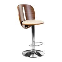 Wesley Bar Stool In Cream Faux Leather With Chrome Base