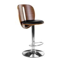 Wesley Bar Stool In Black Faux Leather With Chrome Base