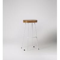 Welles Bar stool in Mango wood & white