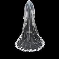 wedding veil one tier cathedral veils lace applique edge 22047 in 560c ...