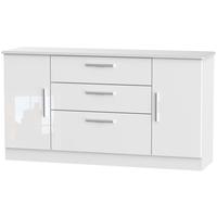 Welcome Living Room Furniture High Gloss White Sideboard - Wide 2 Door 3 Drawer