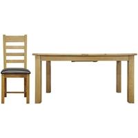 Weardale Oak Dining Set - 1.6m Butterfly with 6 Ladder Back Chairs