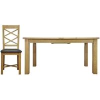 Weardale Oak Dining Set - 1.6m Butterfly with 6 Double Cross Back Chairs