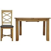 Weardale Oak Dining Set - 1.15m Butterfly with 4 Double Cross Back Chairs