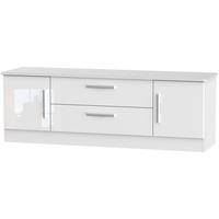 Welcome Living Room Furniture High Gloss White TV Unit - Wide 2 Door 2 Drawer