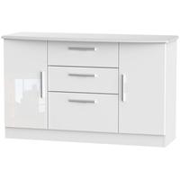 Welcome Living Room Furniture High Gloss White Sideboard - 2 Door 3 Drawer