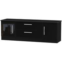 Welcome Living Room Furniture High Gloss Black TV Unit - Wide 2 Door 2 Drawer