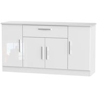 Welcome Living Room Furniture High Gloss White Sideboard - Wide 4 Door 1 Drawer