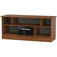 Welcome Living Room Furniture Gloss Black and Noche Walnut TV Unit - Open